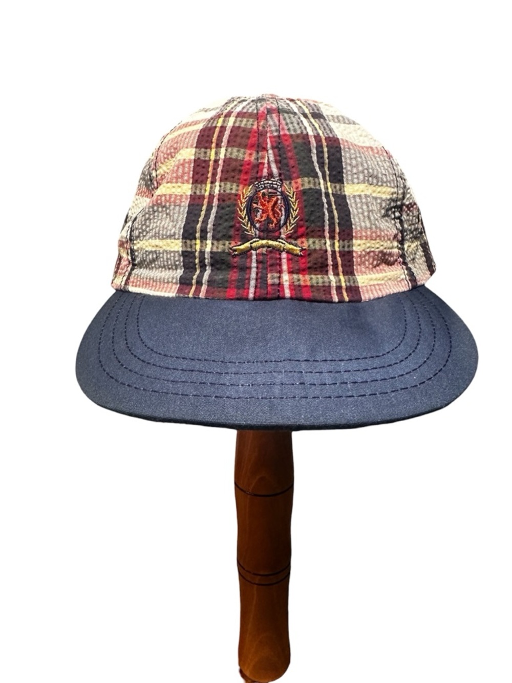 Tommy Hilfiger Red Navy Cream Plaid Baseball Cap